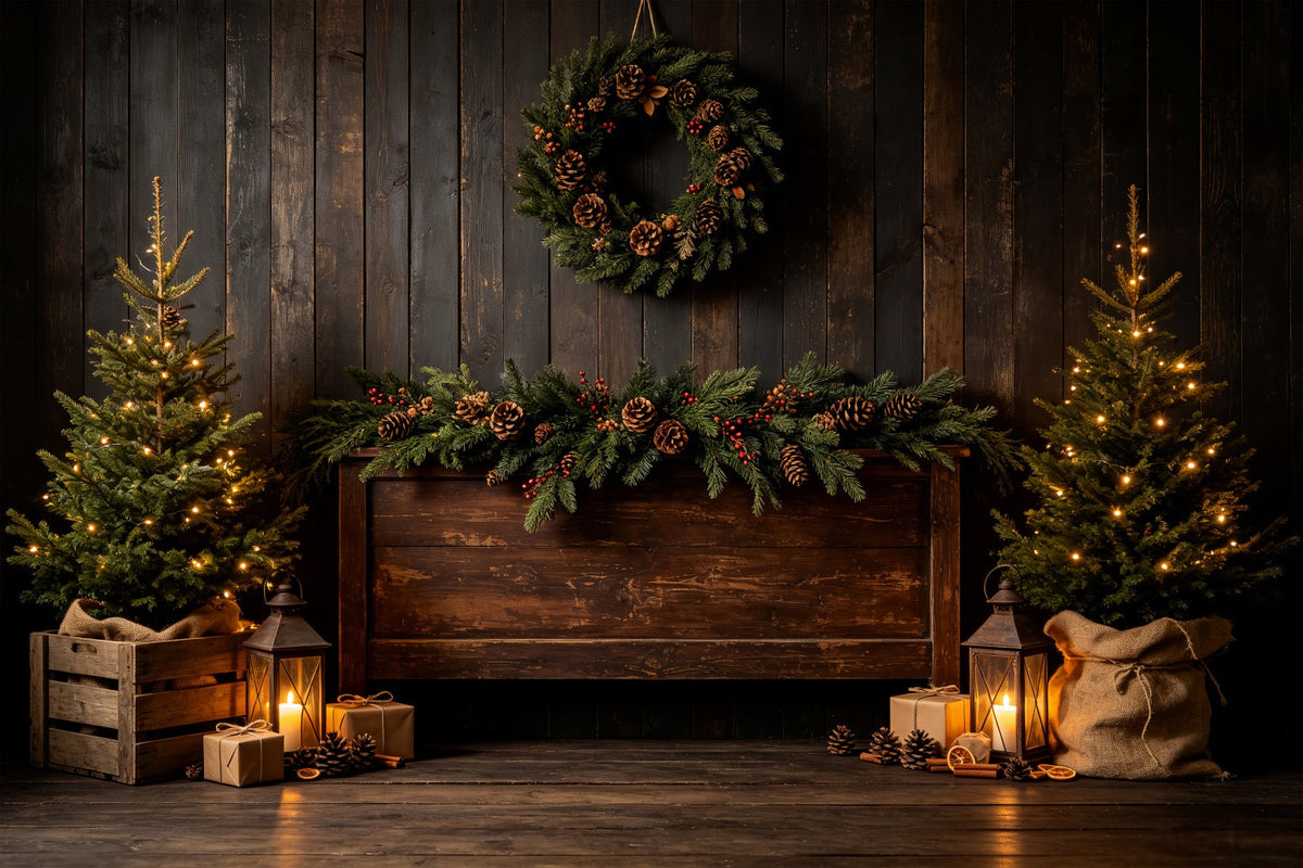 Fond De Noël En Bois Lanterne Rustique En Pin Décor De Noël CSH69-30