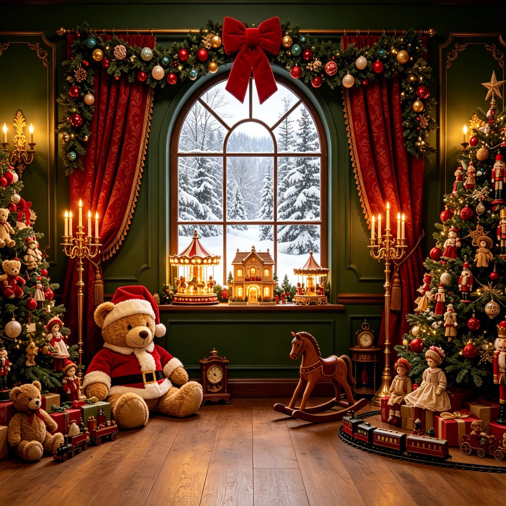 Décor De Noël Vintage Salon De Peluches Toyland Window Décors Photographiques De Noël CSH69-41
