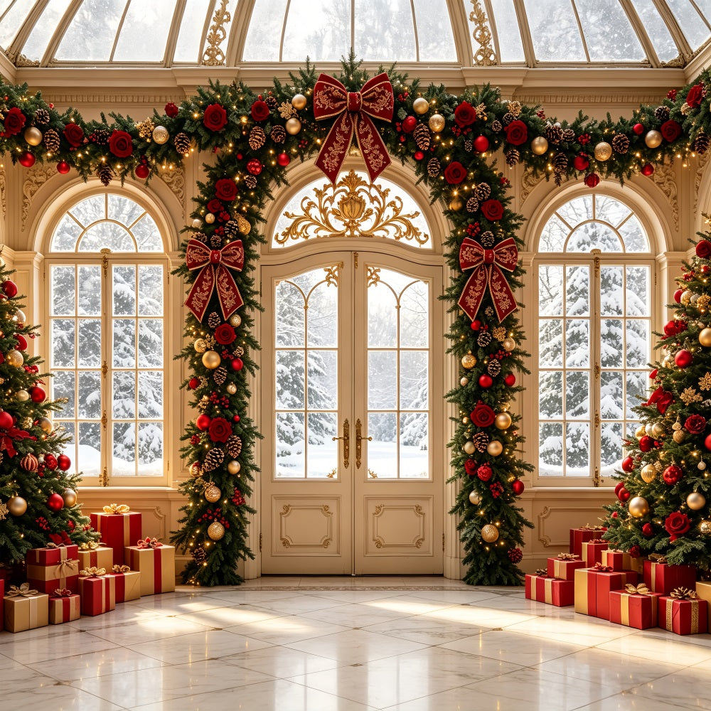 Décor De Noël Pour Salon Entrée Principale De La Guirlande De Roses Décors Muraux De Noël CSH69-43