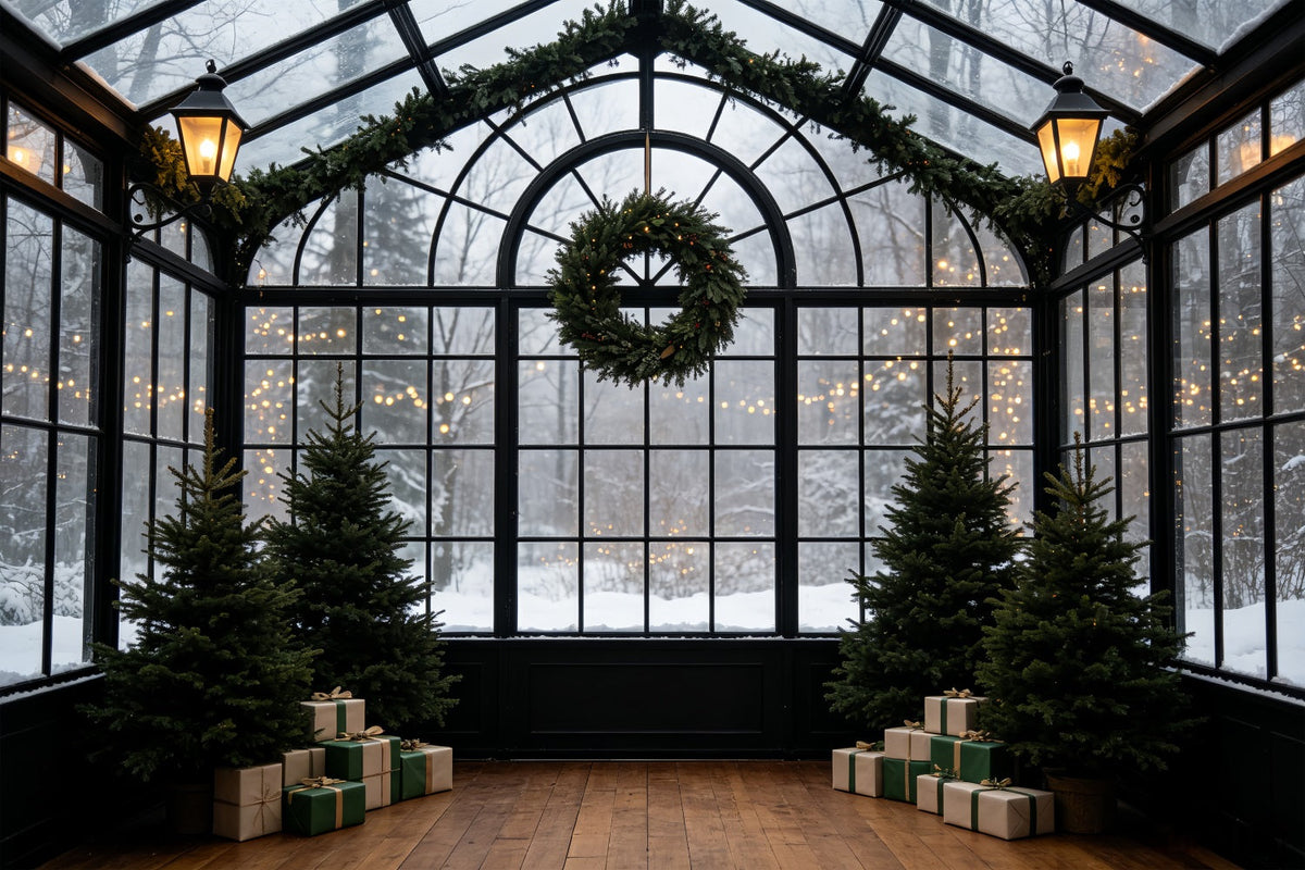 Décor De Verdure De Noël Arche De Couronnes De La Serre Enneigée Décor Intérieur De Noël CSH69-55