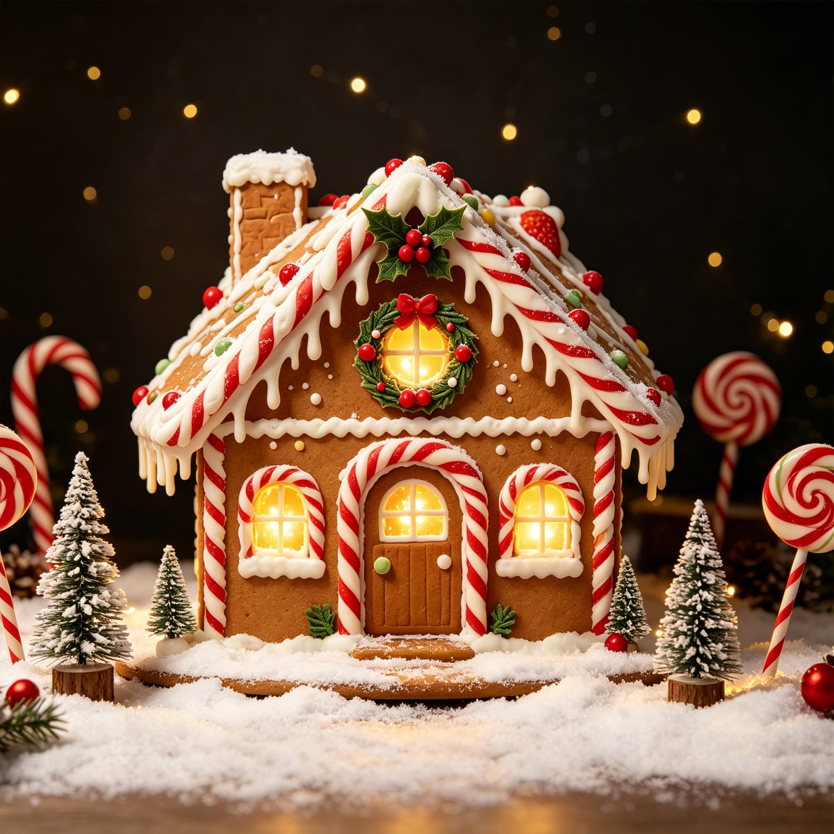 Fond Photo En Pain D'Épice Maison De Bonbons Cottage Décors De Maisons En Pain D'Épice CSH69-87