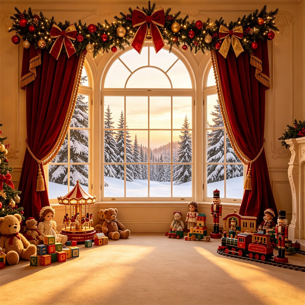 Décor De Vitrine De Noël Présentoir À Rideaux Pour Jouets Vintage Décor De Noël Intérieur CSH69-9