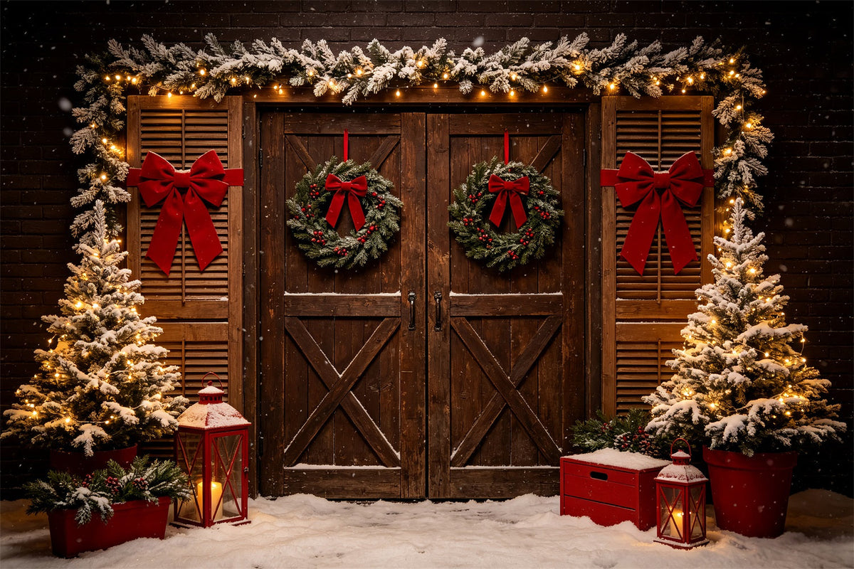 Décor De Noël De L'Ouest Couronne Rustique Pour Double Porte Décor De Noël Extérieur CSH69-99