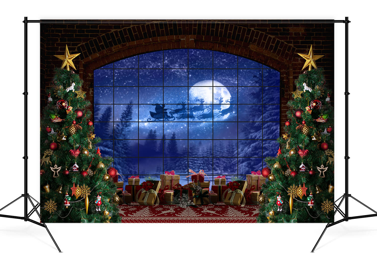 Arbre de Noël Fenêtre Cadeaux Photographie Toile de Fond D822