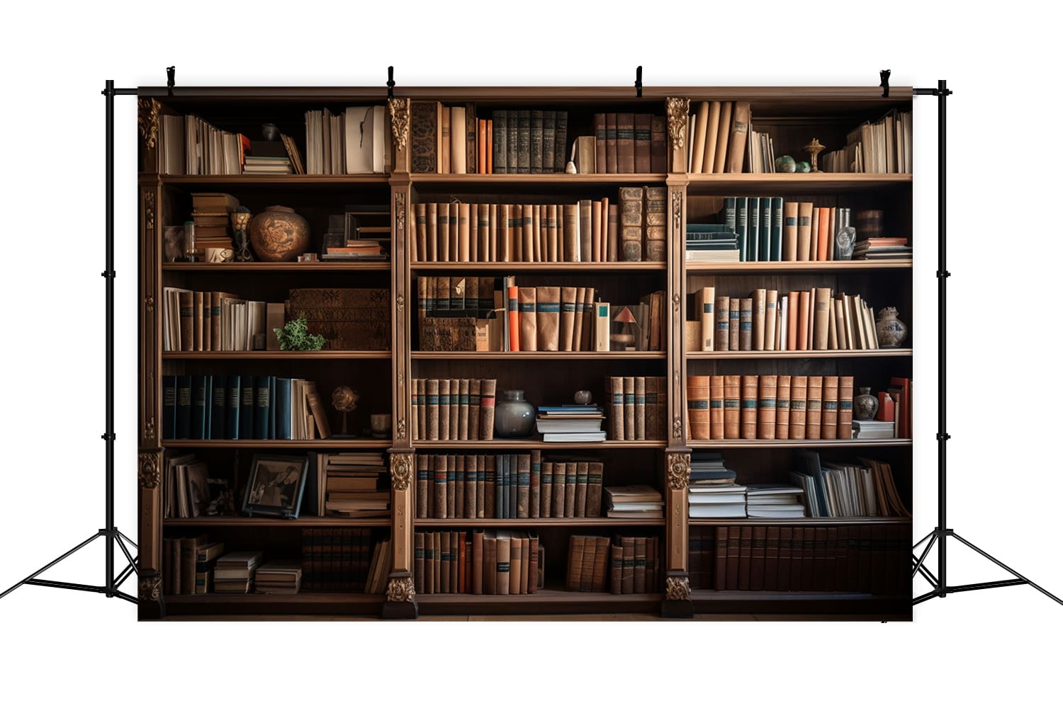 Toile de Fond de Bibliothèque Marron Vintage pour la Rentrée Scolaire DBD7-40