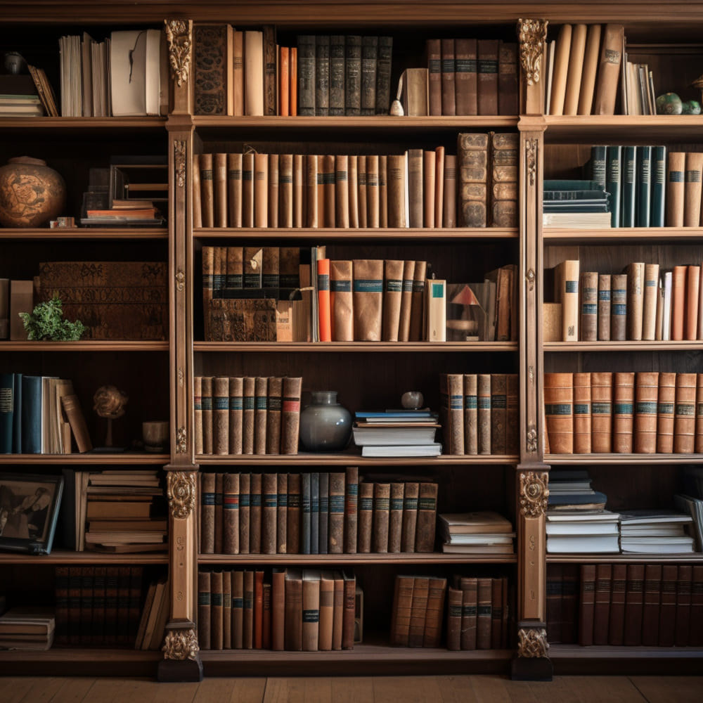 Toile de Fond de Bibliothèque Marron Vintage pour la Rentrée Scolaire DBD7-40