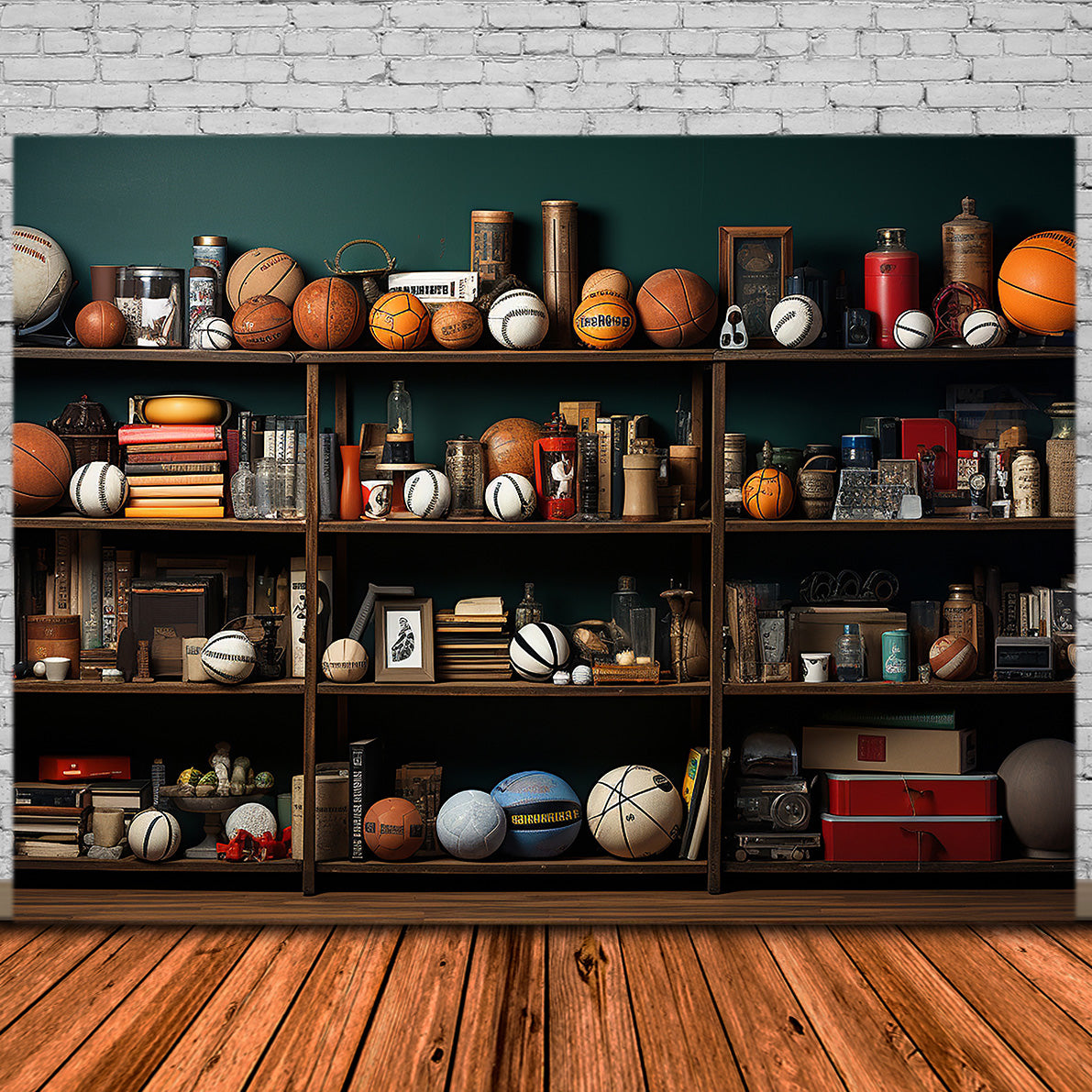1.5x1m Étagère Toile de Fond Tissu Doux Bibliothèque en Bois
