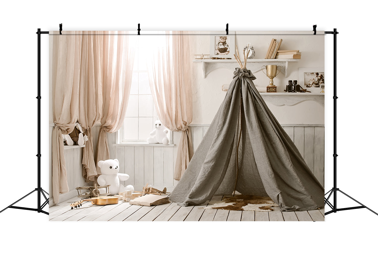 Toile de Fond de Photographie de Tente avec Avion pour la Rentrée Scolaire DBD7-72