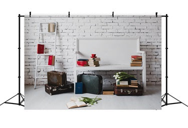 Toile de Fond de Vieilles Valises et Livres pour la Rentrée Scolaire DBD7-8