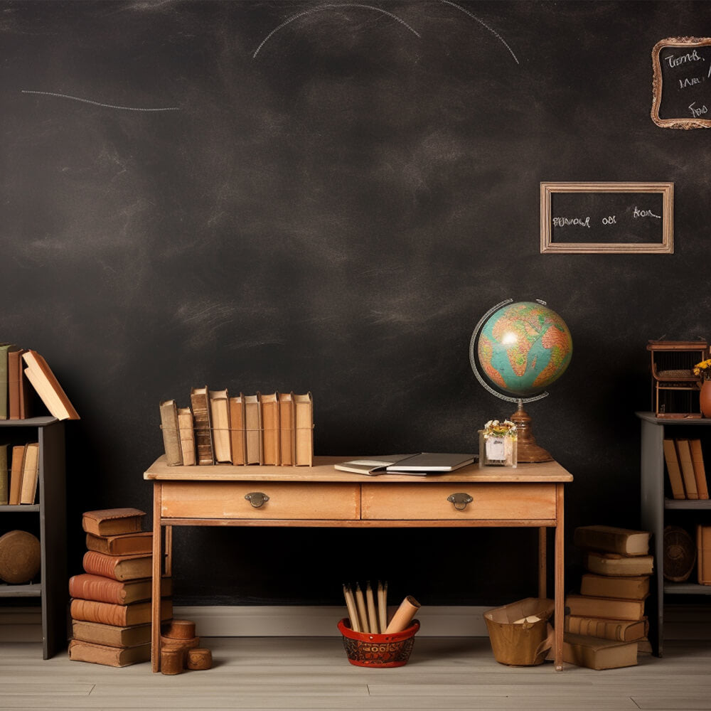 Toile de Fond de Salle de Classe Rétro avec Globe pour la Rentrée Scolaire DBD7-83