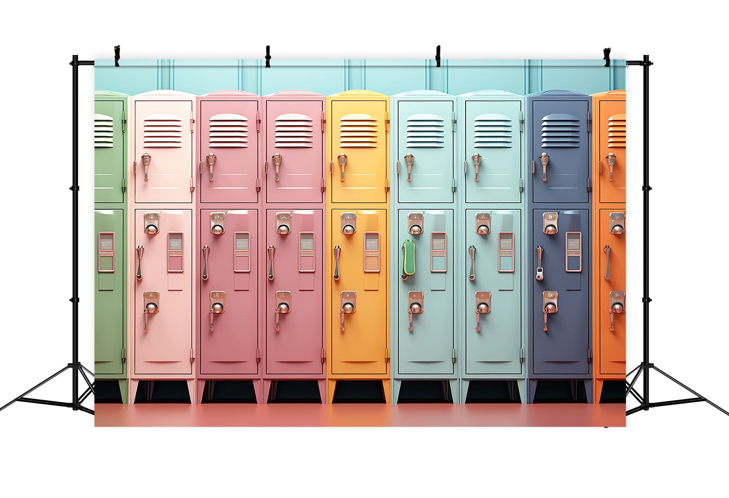 Toile de Fond de Photographie de Casiers Colorés pour la Rentrée Scolaire DBD7-85