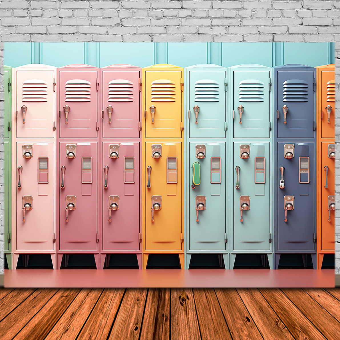 Toile de Fond de Photographie de Casiers Colorés pour la Rentrée Scolaire DBD7-85