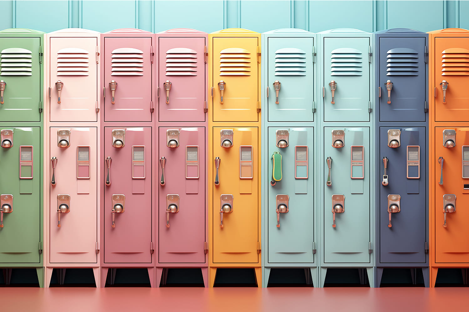 Toile de Fond de Photographie de Casiers Colorés pour la Rentrée Scolaire DBD7-85
