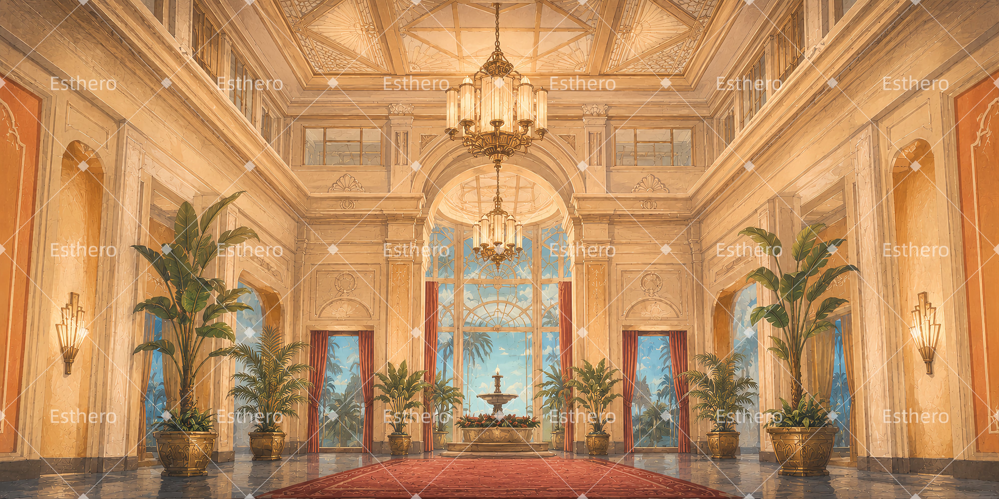 Décor de hall d’hôtel pour spectacle et représentation théâtrale DLS65-T12