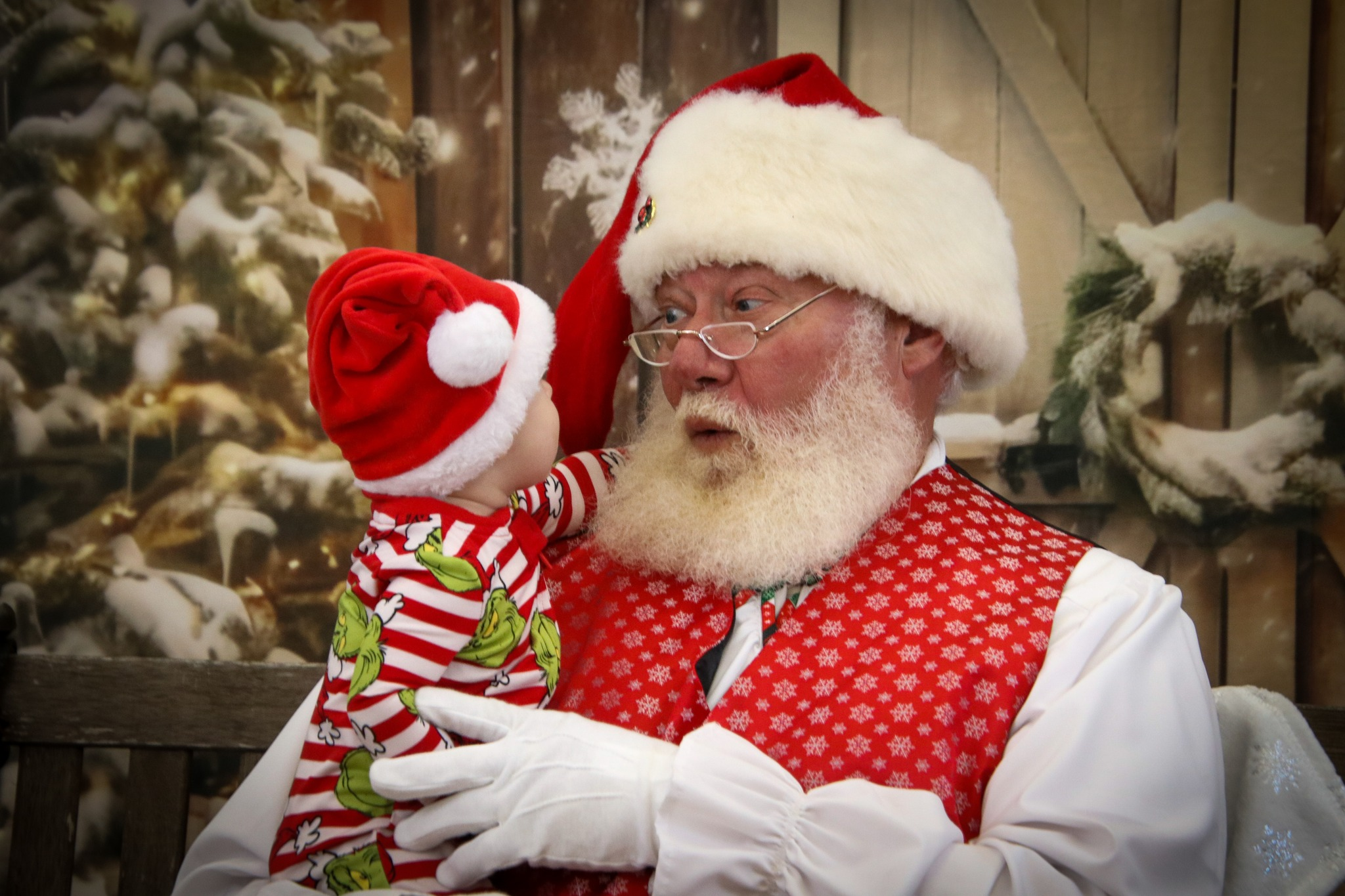 Noël Rustique Porte en bois Neige Toile de fond M10-59