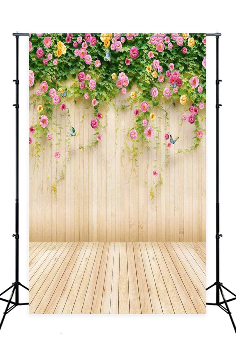 Beaux Toile de fond en bois floral pour photomaton F-1489