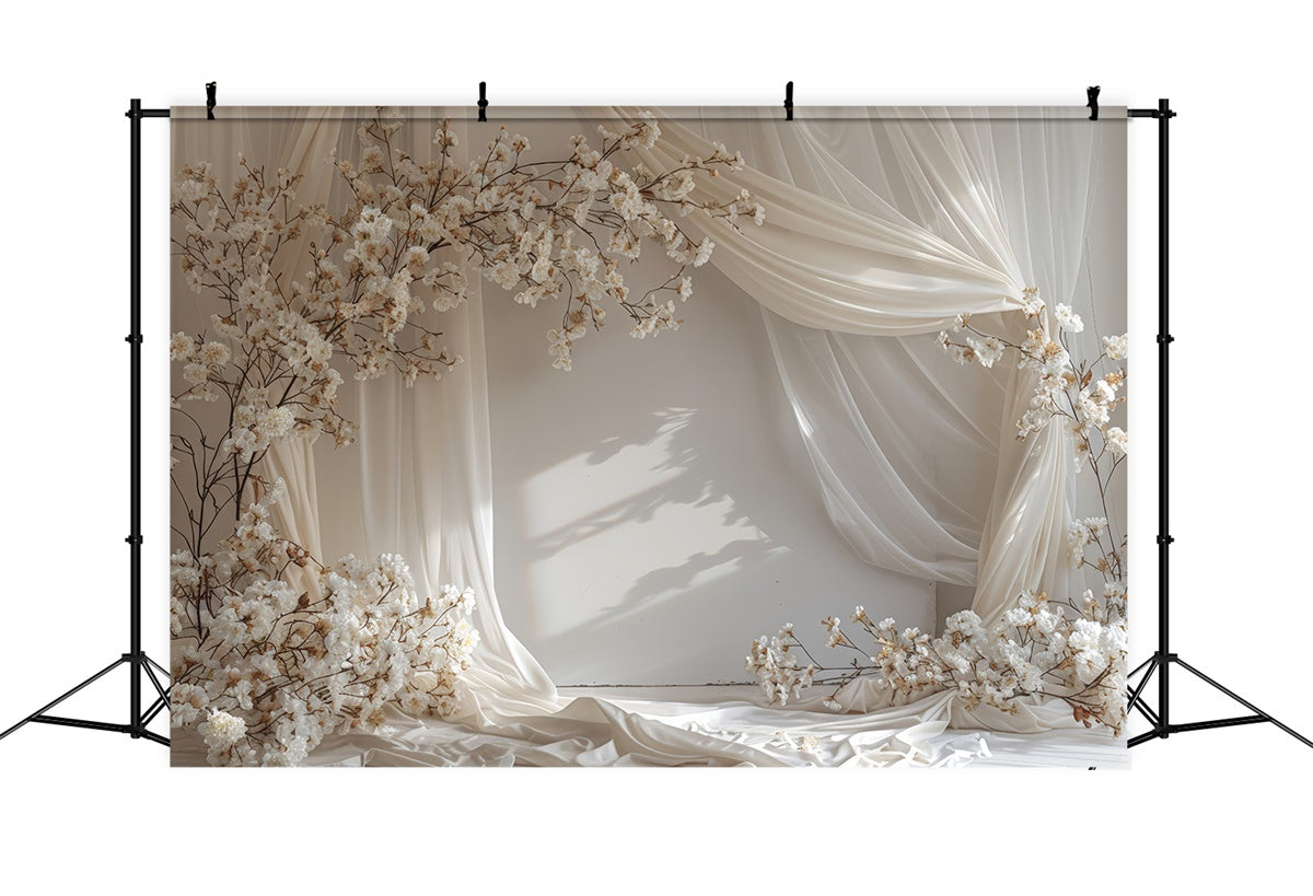 Toile de Fond Fête des Mères Délicate Fleur de Cerisier Crème GQ2-103