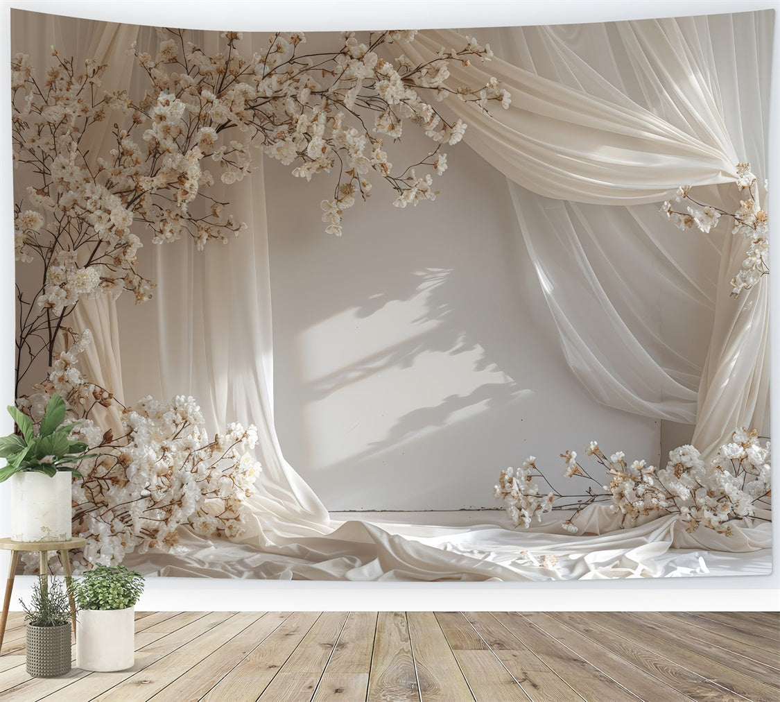 Toile de Fond Fête des Mères Délicate Fleur de Cerisier Crème GQ2-103