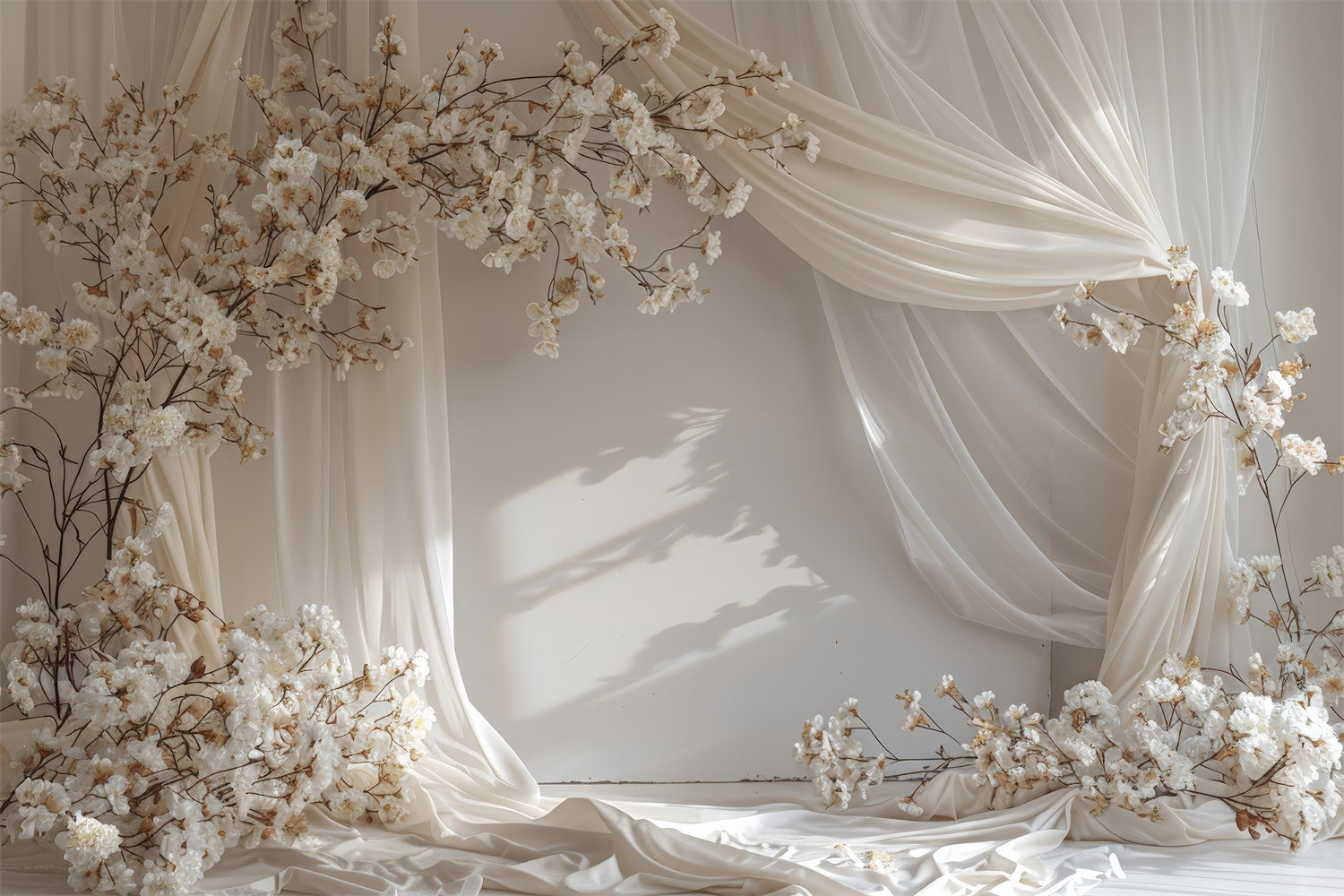 Toile de Fond Fête des Mères Délicate Fleur de Cerisier Crème GQ2-103