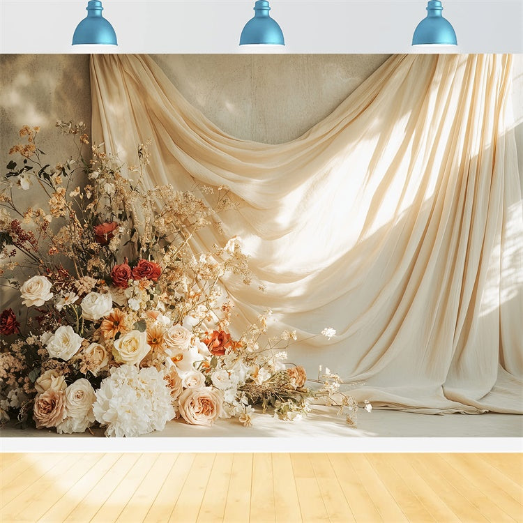 Toile de Fond Photo Fête des Mères Coucher du Soleil Doré Floral Rustique GQ2-105