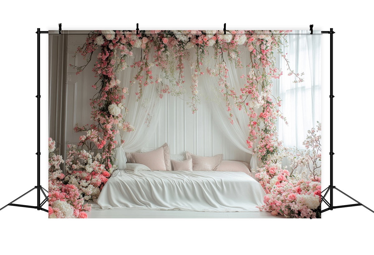 Toiles de Fond Fête des Mères Arche Florale Rose Rêveuse GQ2-114