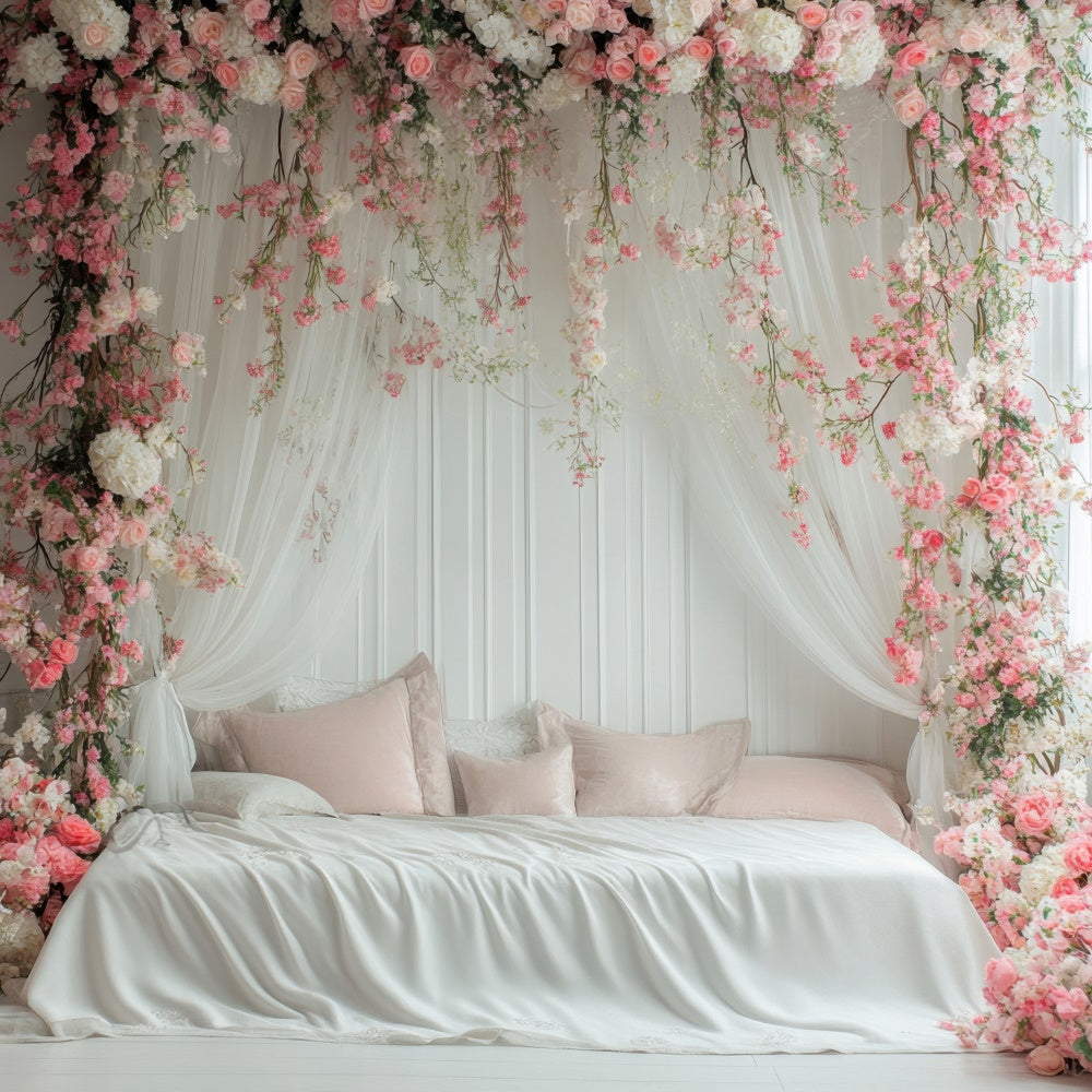 Toiles de Fond Fête des Mères Arche Florale Rose Rêveuse GQ2-114