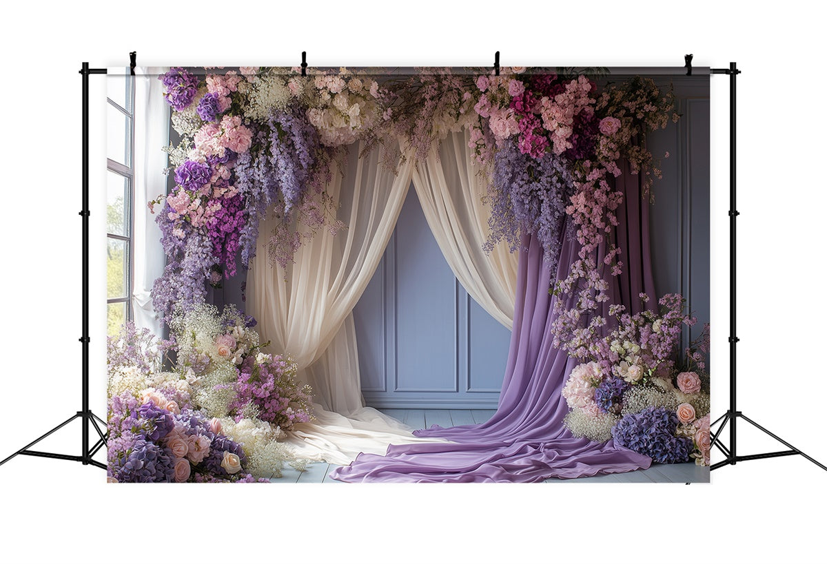 Toile de Fond pour la Fête des Mères Arche Florale Lavande GQ2-116