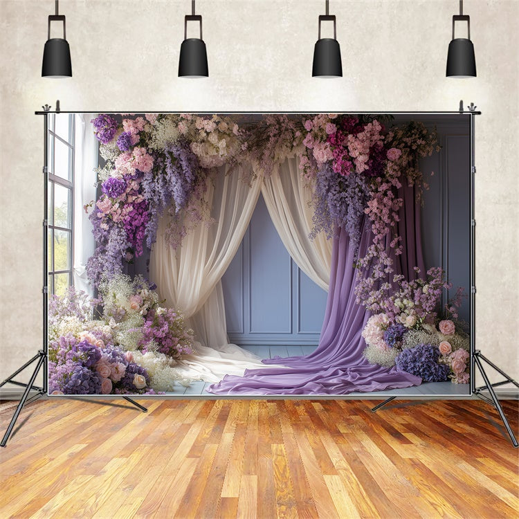Toile de Fond pour la Fête des Mères Arche Florale Lavande GQ2-116
