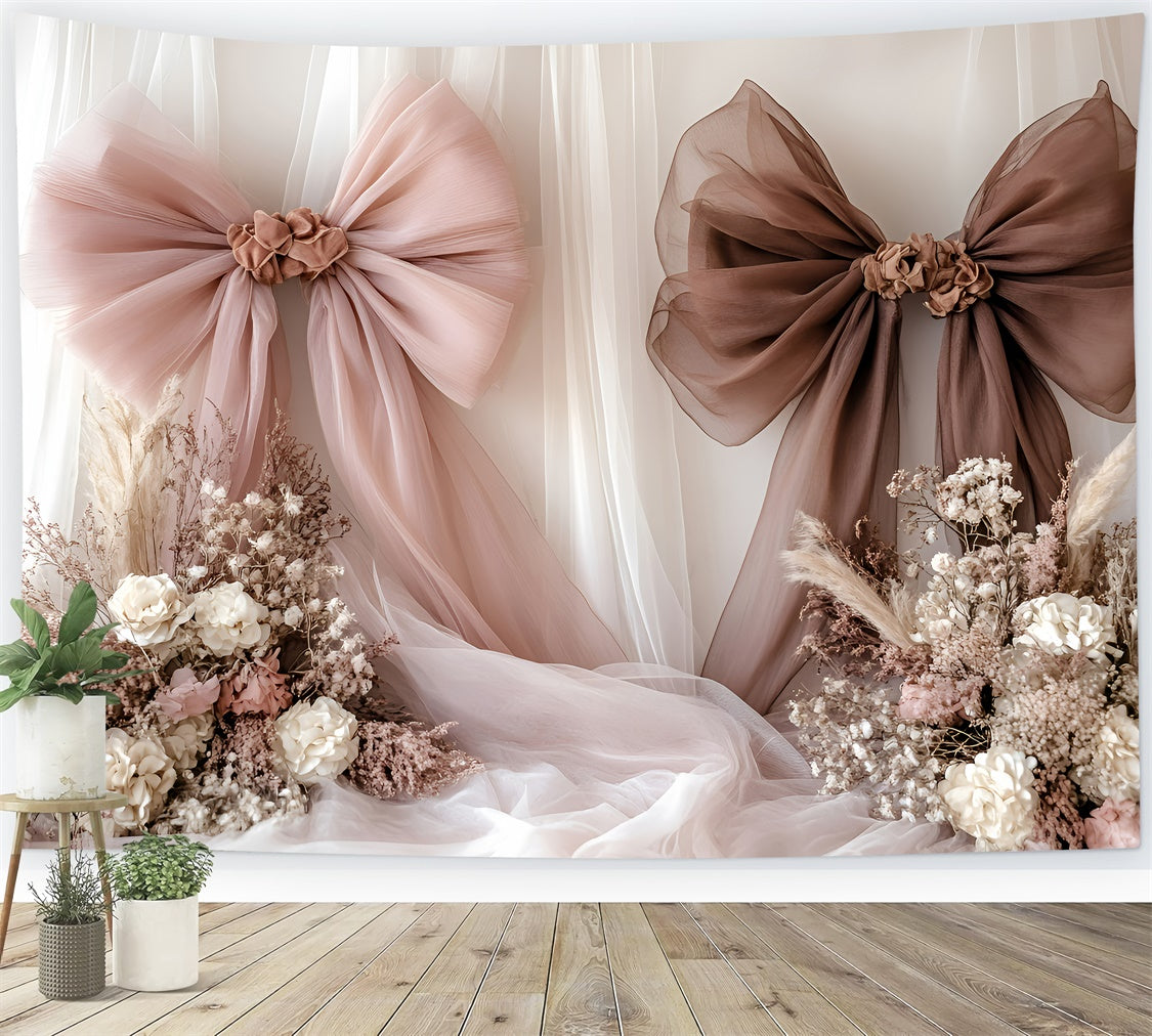 Toile de Fond Fête des Mères Nœud de Soie Délicat Fleur GQ2-118