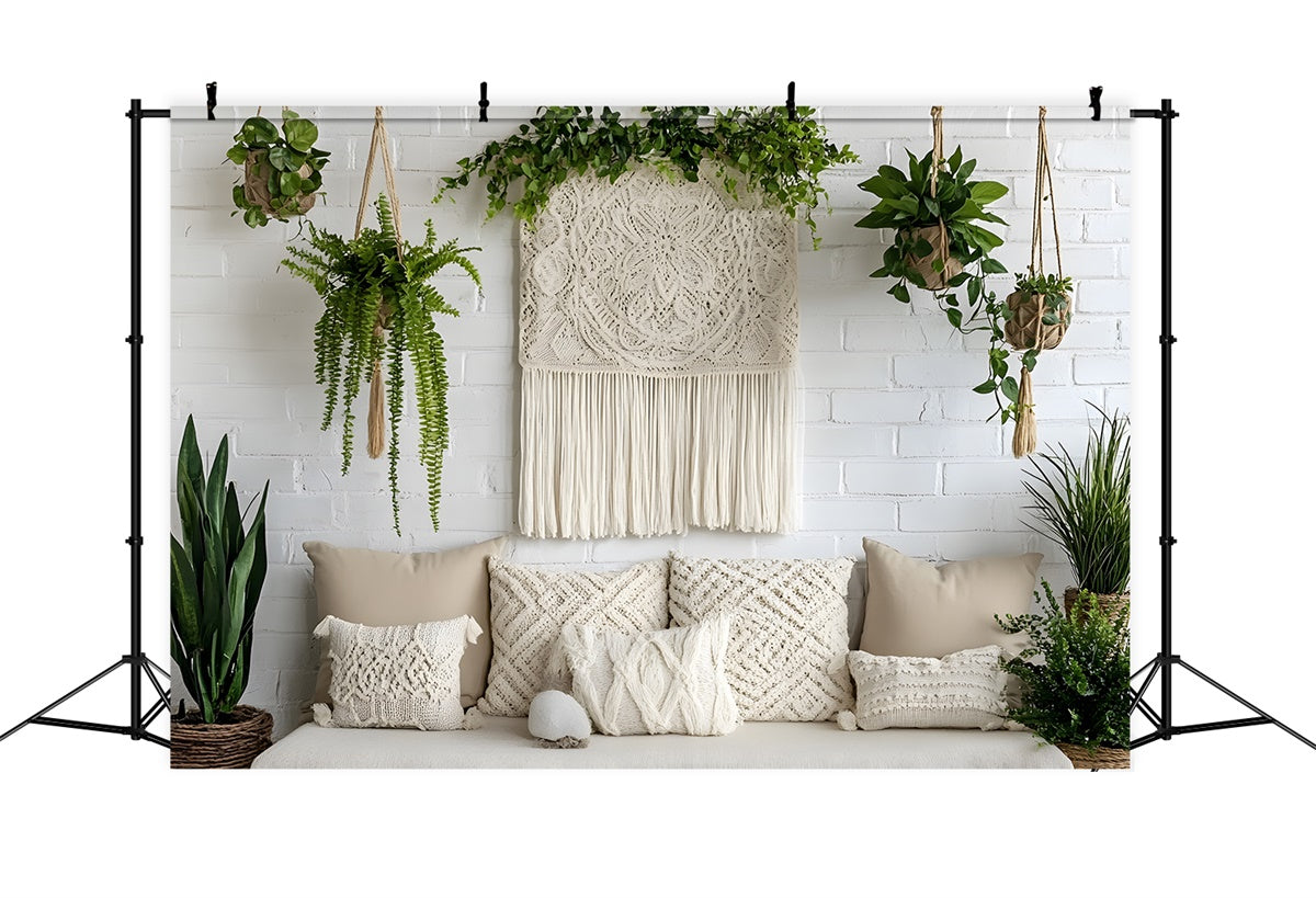 Toile de Fond pour la Fête des Mères Plante Verte Fraîche Macramé GQ2-123