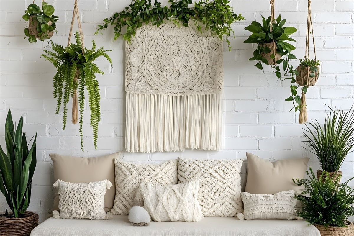 Toile de Fond pour la Fête des Mères Plante Verte Fraîche Macramé GQ2-123