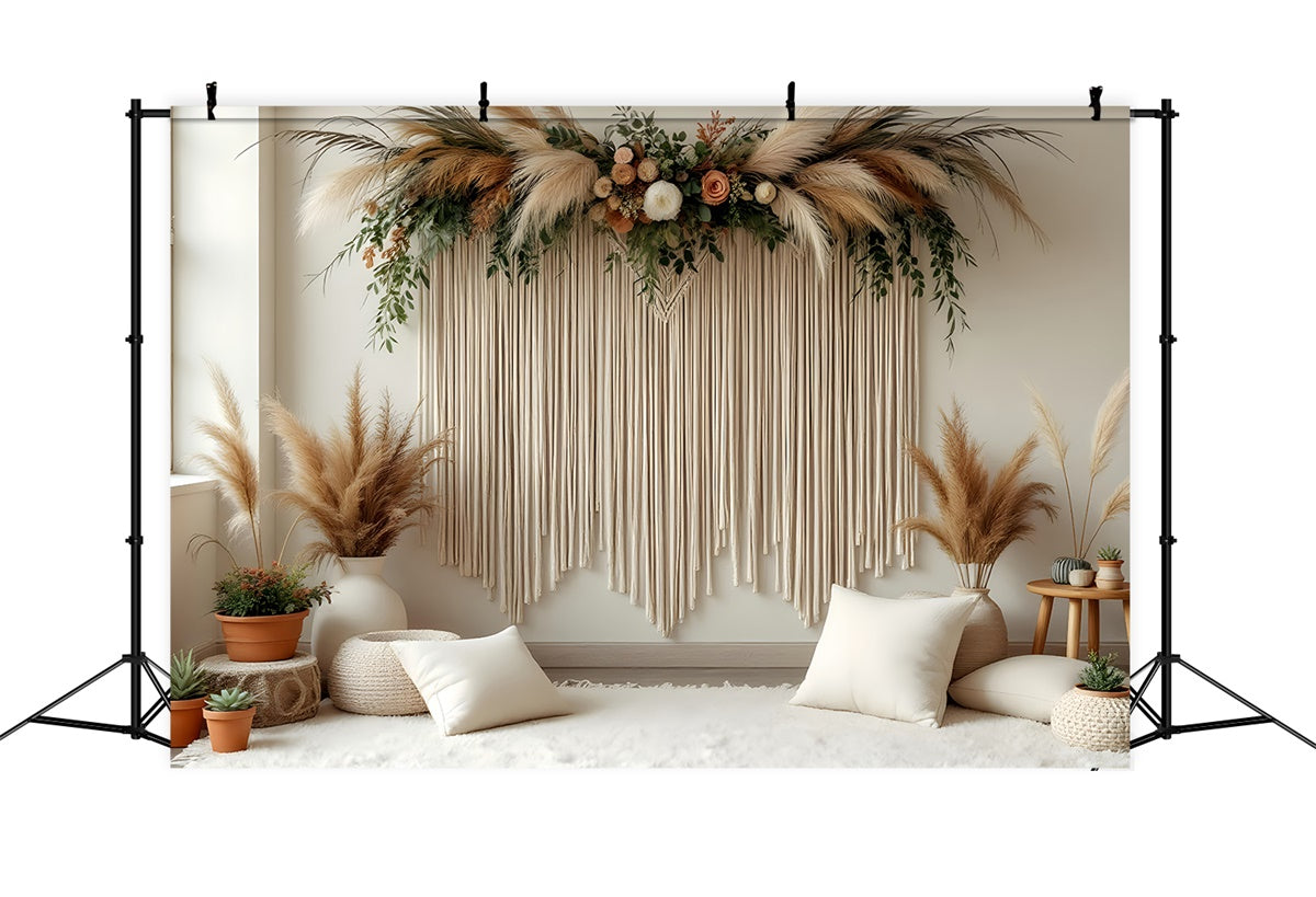 Toiles de Fond Fête des Mères Pampas Rustiques Florales Élégantes GQ2-126