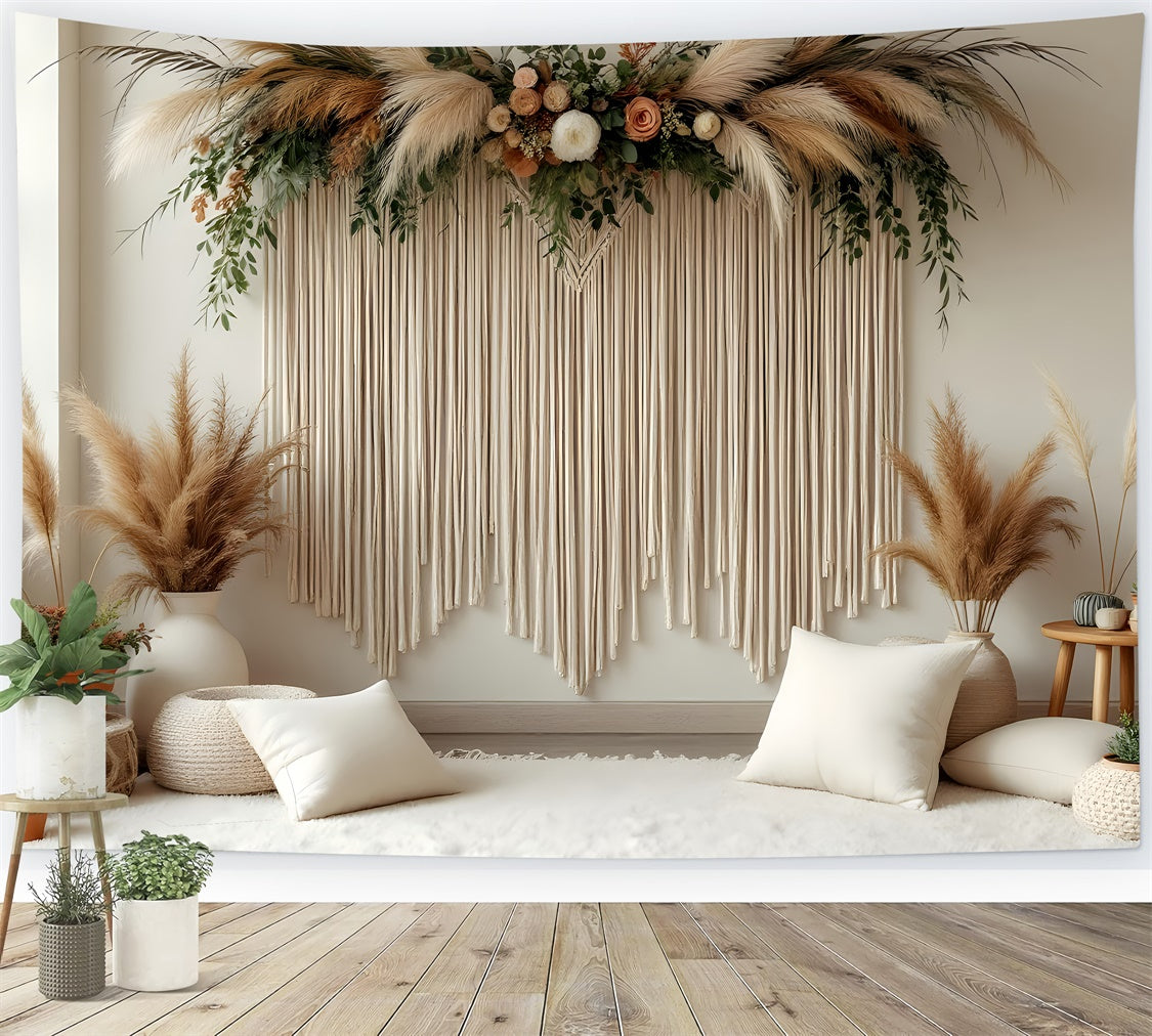Toiles de Fond Fête des Mères Pampas Rustiques Florales Élégantes GQ2-126