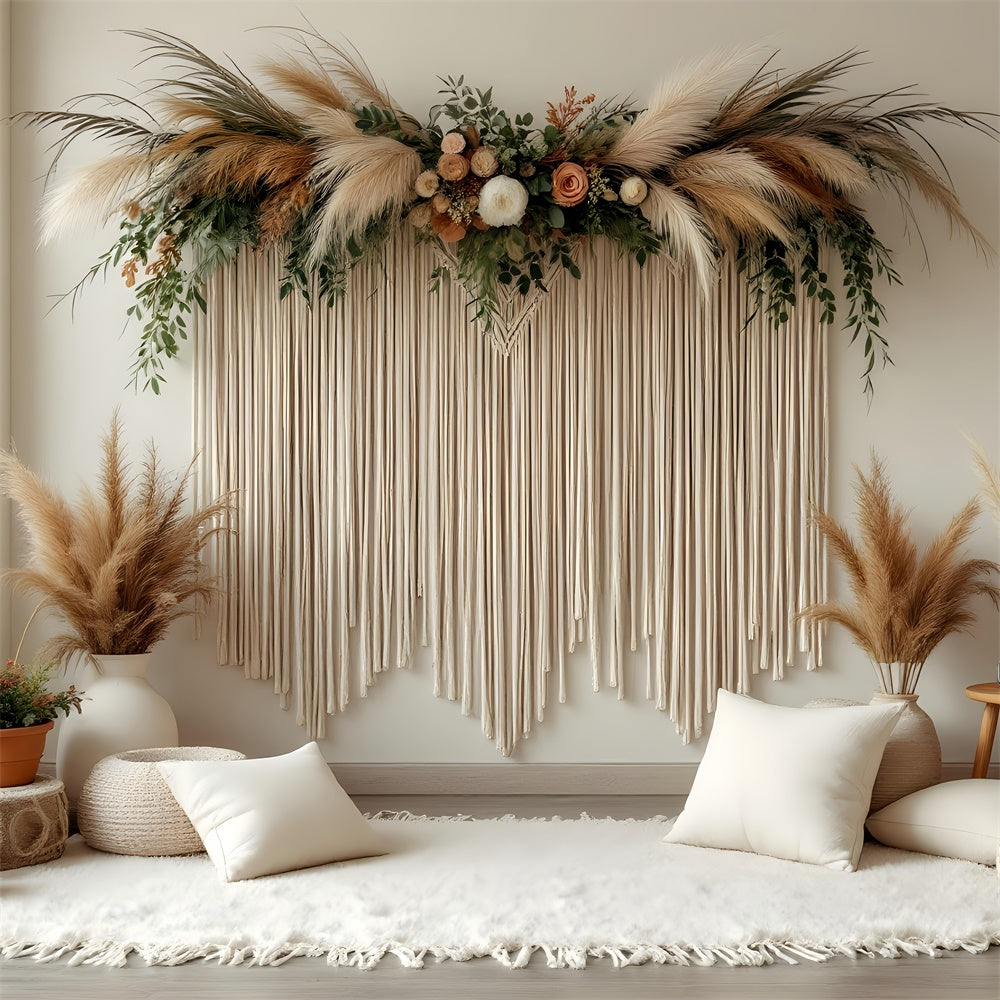 Toiles de Fond Fête des Mères Pampas Rustiques Florales Élégantes GQ2-126