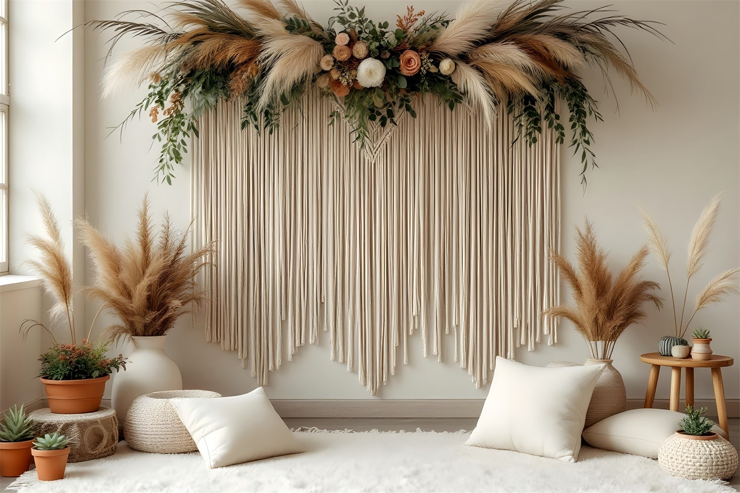 Toiles de Fond Fête des Mères Pampas Rustiques Florales Élégantes GQ2-126