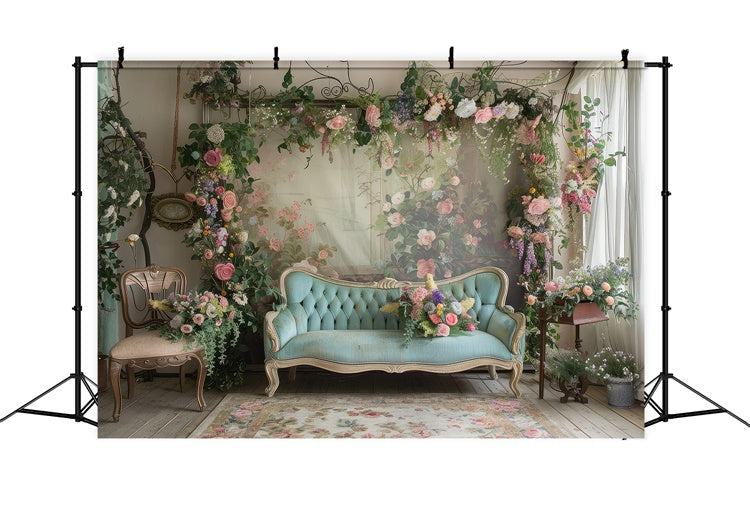 Toiles de Fond pour la Fête des Mères Canapé de Roses Pastel Douces GQ2-127