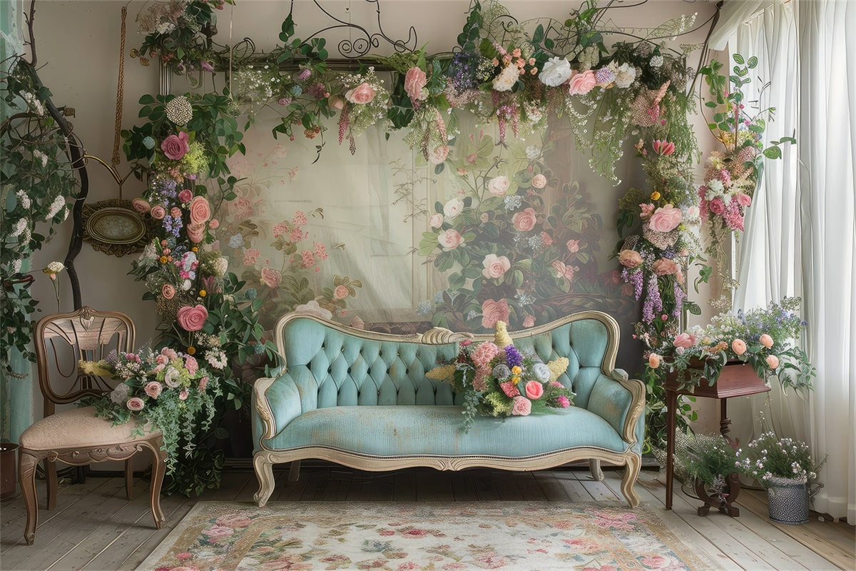 Toiles de Fond pour la Fête des Mères Canapé de Roses Pastel Douces GQ2-127