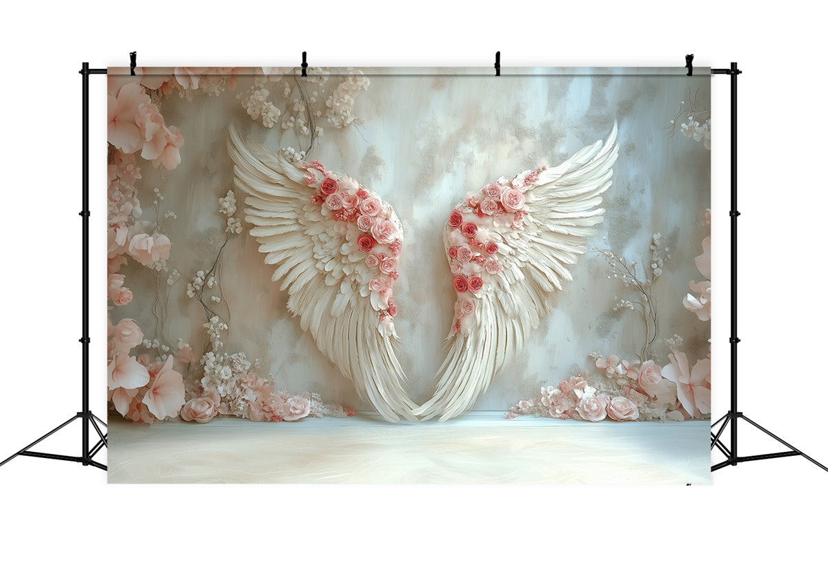 Toile de Fond Fête des Mères Ailes d'Ange Élégantes Roses GQ2-133