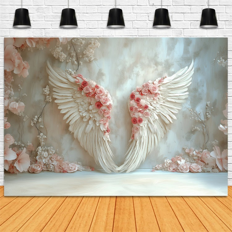 Toile de Fond Fête des Mères Ailes d'Ange Élégantes Roses GQ2-133