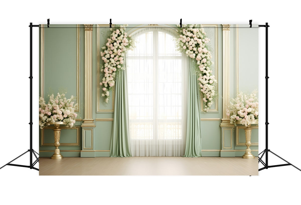 Toiles de Fond pour la Fête des Mères Chambre Verte Élégante Rose GQ2-137