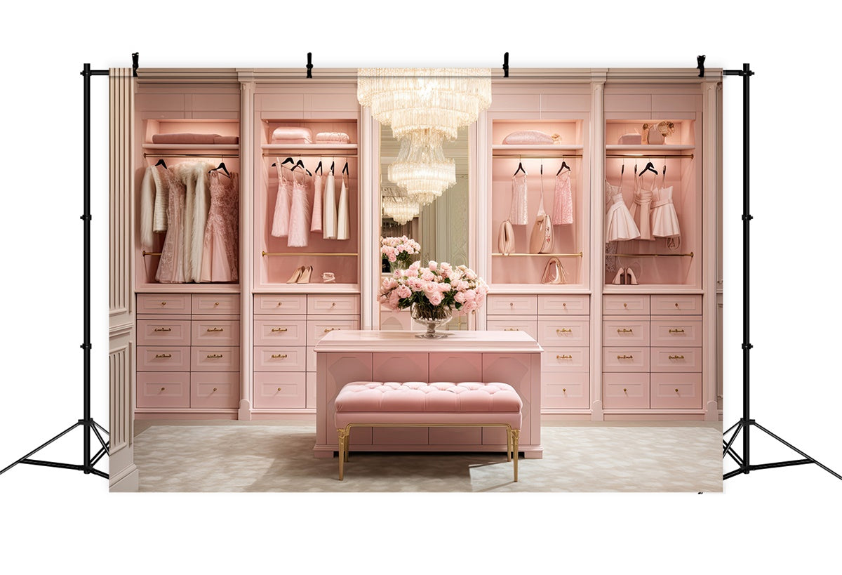 Toiles de Fond Fête des Mères Garde-robe Luxueuse Rose Poudré Florale GQ2-138