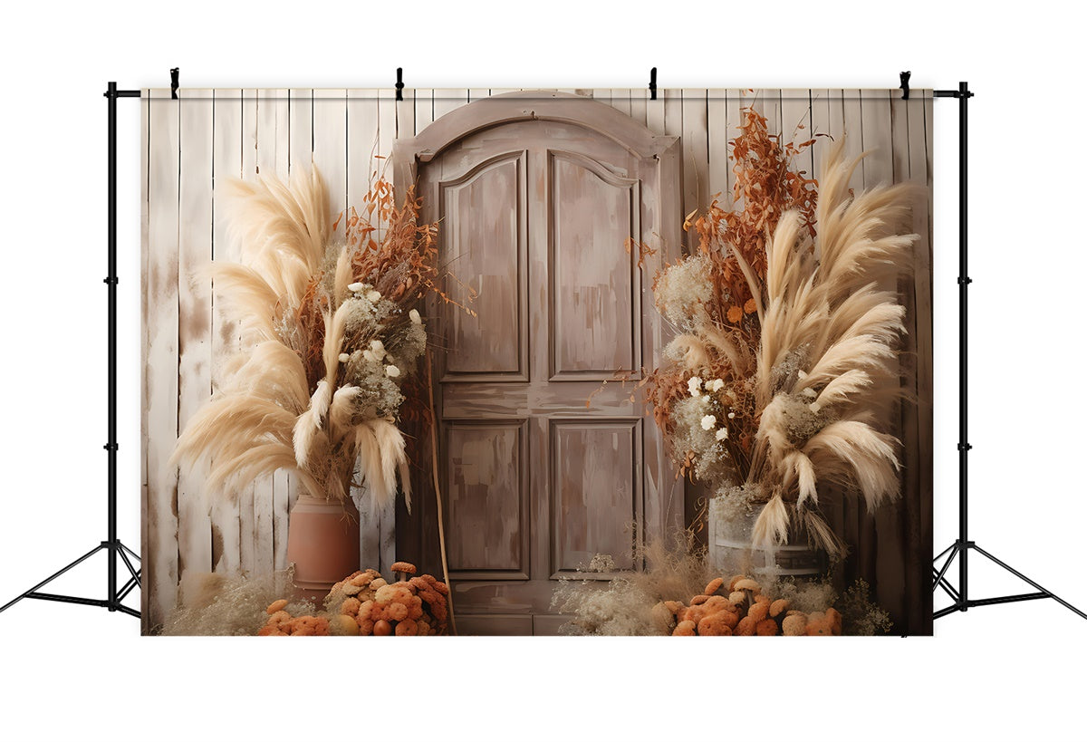 Toile de Fond Boho Idées Porte Bois Rustique Fleurs GQ2-14