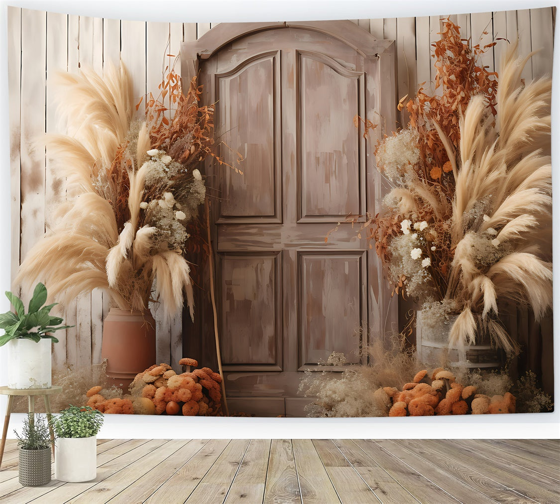Toile de Fond Boho Idées Porte Bois Rustique Fleurs GQ2-14