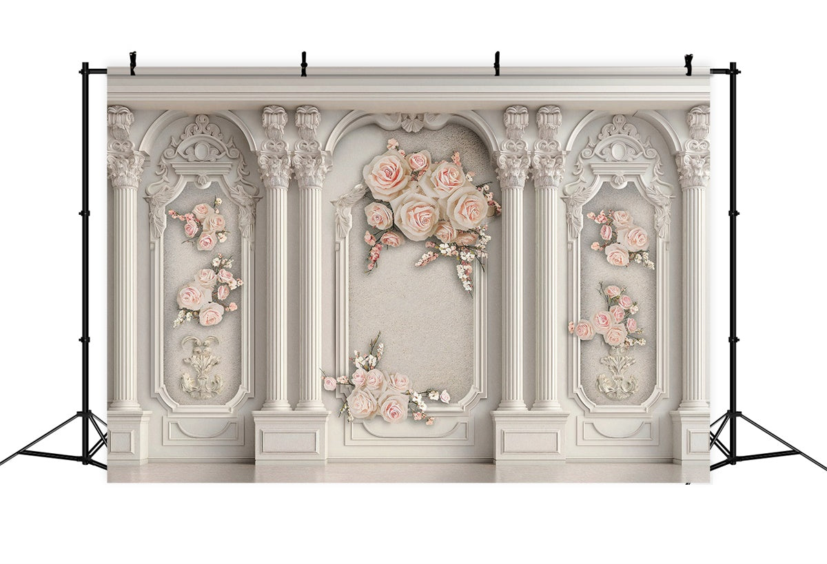 Toile de Fond pour la Fête des Mères Colonnes Gracieuses Rose Douce GQ2-141