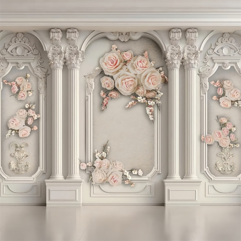 Toile de Fond pour la Fête des Mères Colonnes Gracieuses Rose Douce GQ2-141