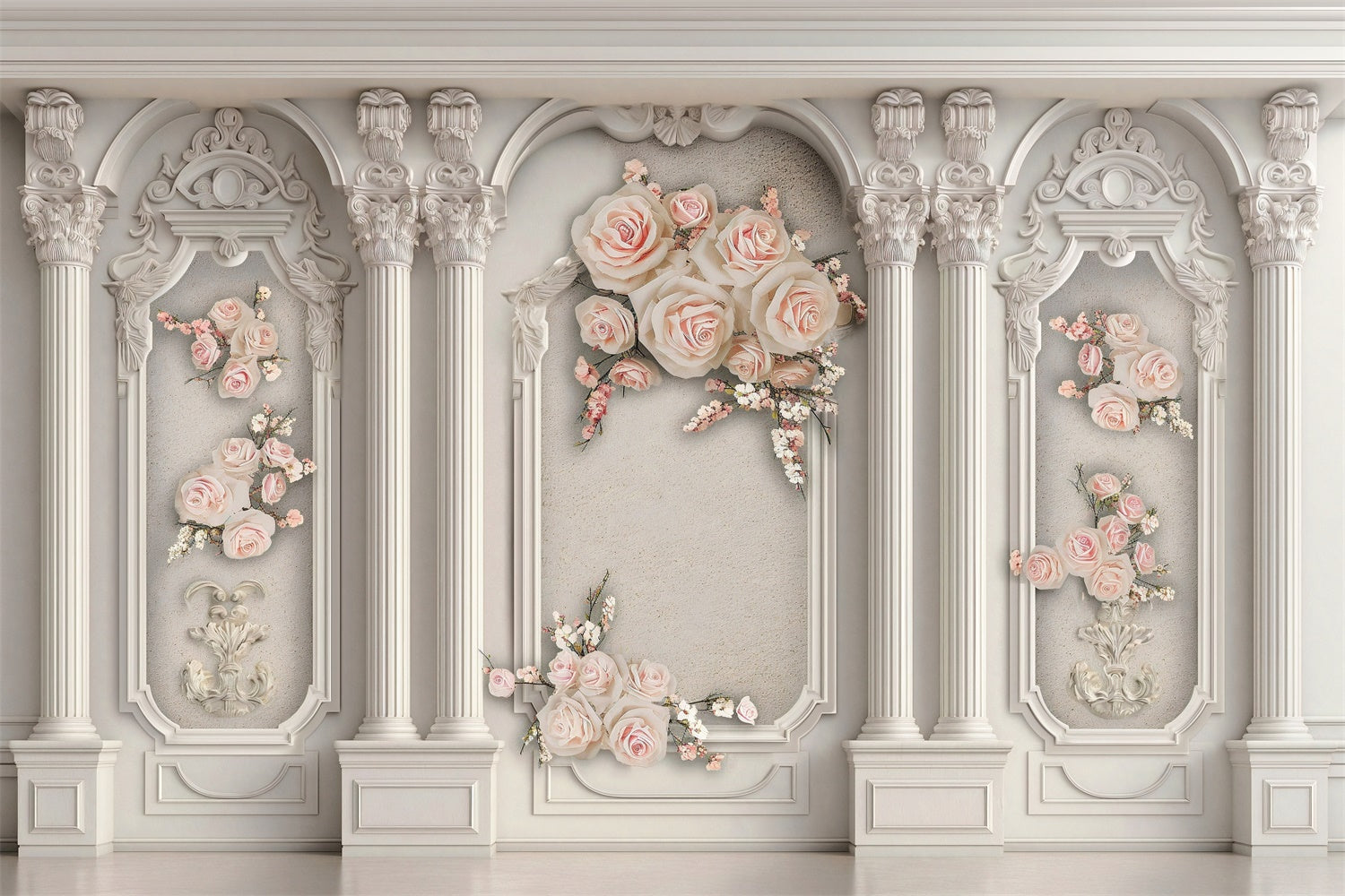 Toile de Fond pour la Fête des Mères Colonnes Gracieuses Rose Douce GQ2-141