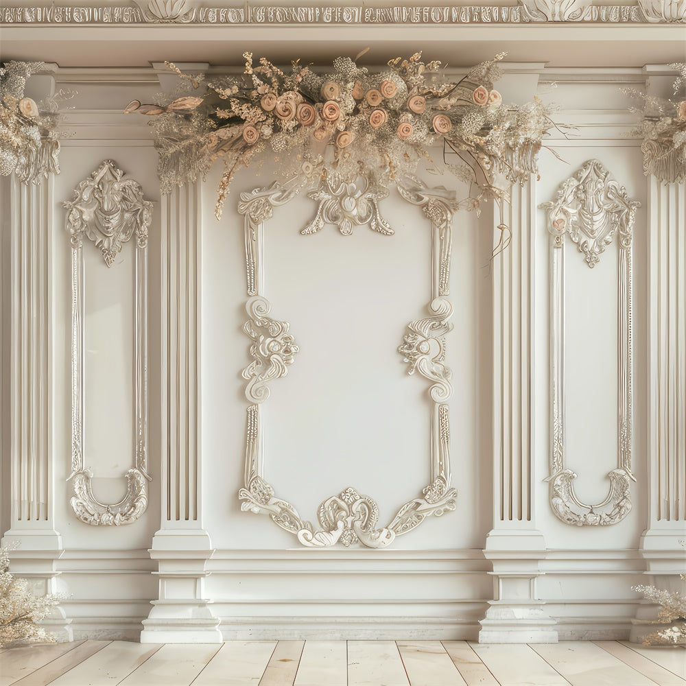 Toile de Fond Fête des Mères Mur Floral Orné Élégant GQ2-142