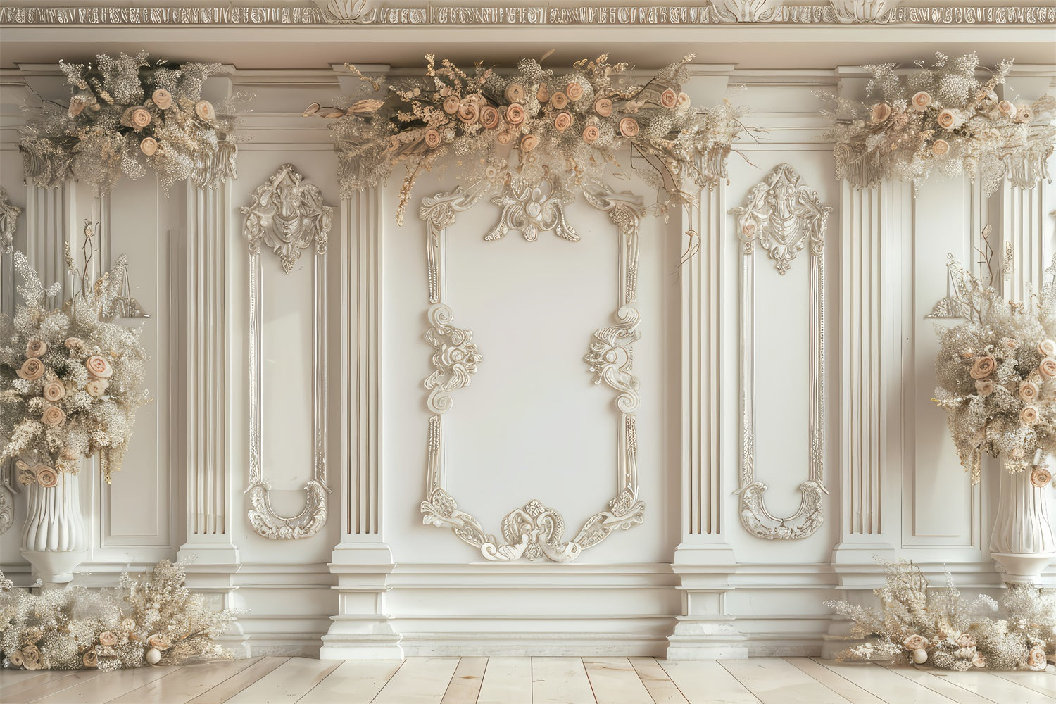 Toile de Fond Fête des Mères Mur Floral Orné Élégant GQ2-142