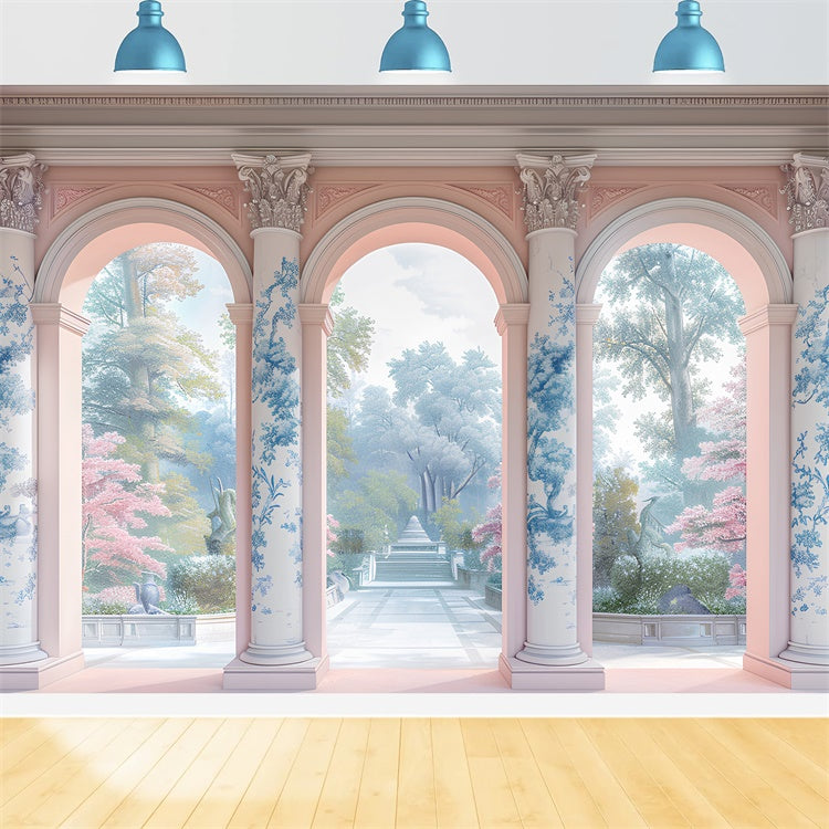 Toile de Fond Photo Fête des Mères Colonnes Florales Sentier de Jardin GQ2-144