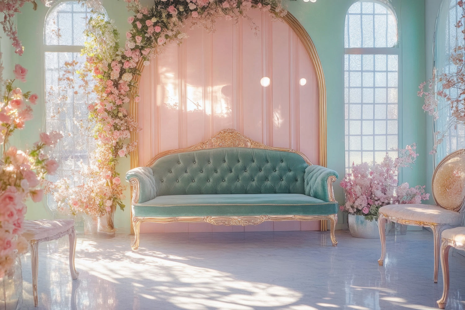 Toile de Fond Fête des Mères Meubles Romantiques Floraux Vintage GQ2-145